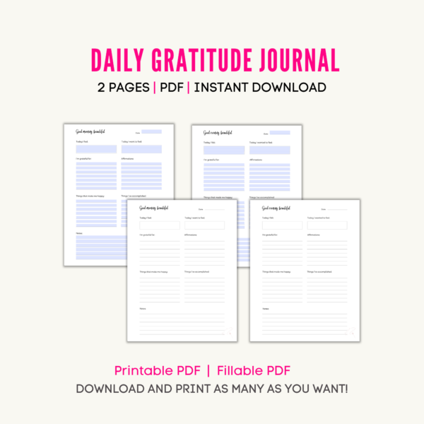 Daily Gratitude Journal - Grateful Manifesting Printables Shop
