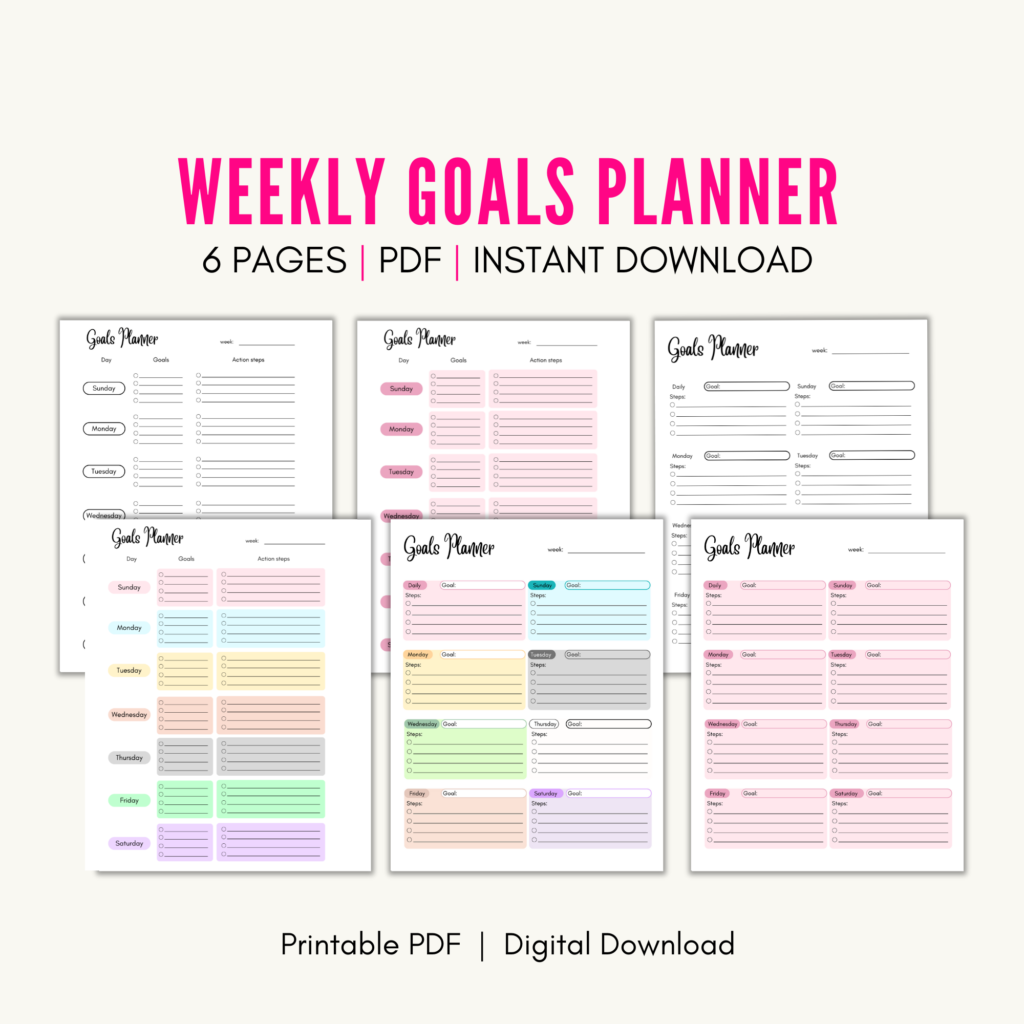 Weekly Goals Planner - Grateful Manifesting Printables Shop