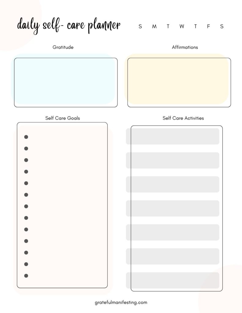 Daily Self-Care Planner Printable - gratefulmanifesting