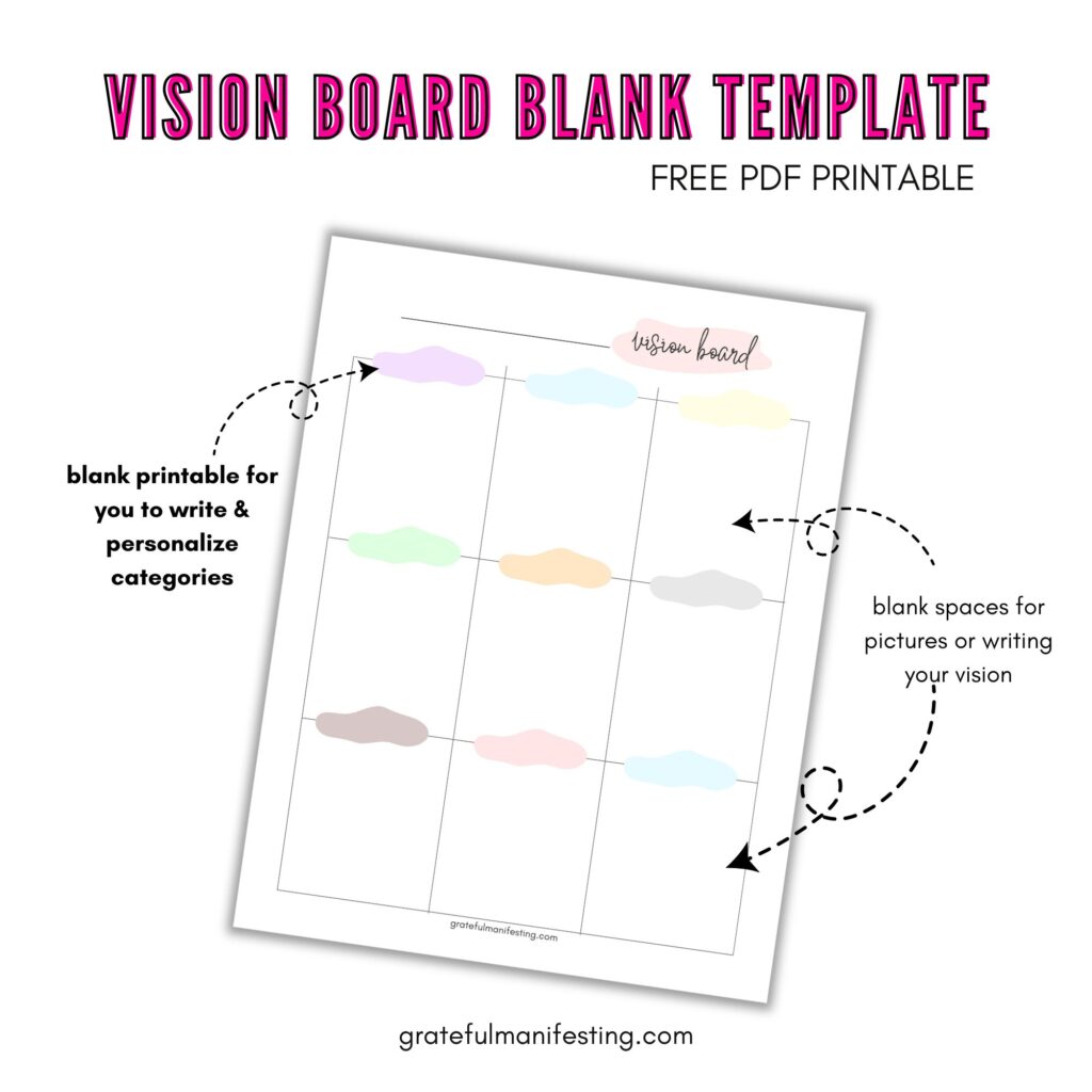 free blank vision board worksheet printable pdf